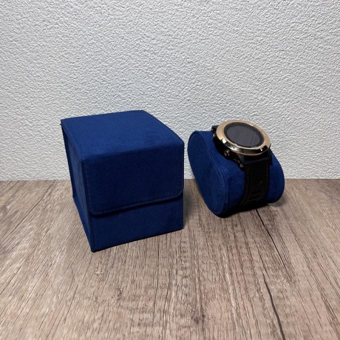 Esposizione di lusso dell'orologio della pelle scamosciata blu speciale 6
