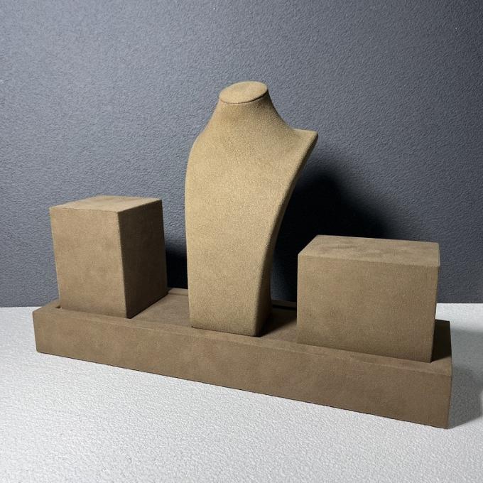 I gioielli medi dell'esposizione del supporto del piccolo supporto della collana di Microfiber del velluto di Brown stanno l'organizzatore Displays dei gioielli del busto del manichino per le manifestazioni di evento del negozio
