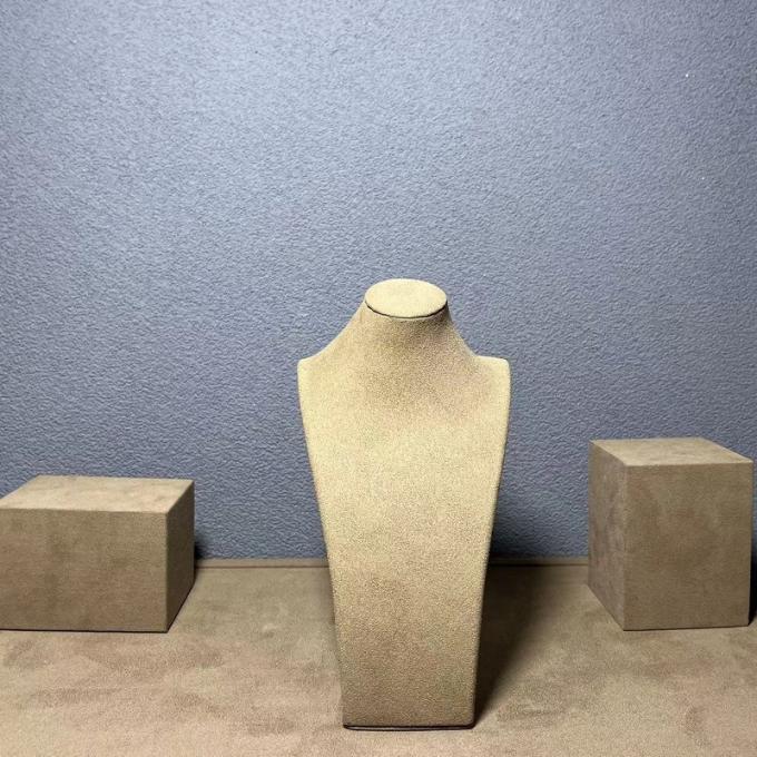 I gioielli medi dell'esposizione del supporto del piccolo supporto della collana di Microfiber del velluto di Brown stanno l'organizzatore Displays dei gioielli del busto del manichino per le manifestazioni di evento del negozio