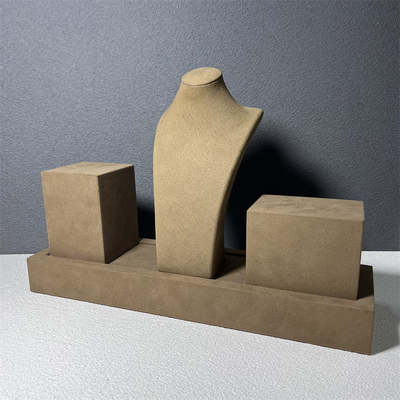 Busto medio del manichino dei gioielli del supporto del supporto della collana di Microfiber del velluto di Brown piccolo