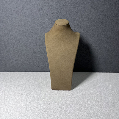 Busto medio del manichino dei gioielli del supporto del supporto della collana di Microfiber del velluto di Brown piccolo