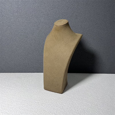 Busto medio del manichino dei gioielli del supporto del supporto della collana di Microfiber del velluto di Brown piccolo