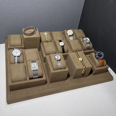 Scatola di legno dell'insieme dell'orologio dell'orologio di colore del caffè di rettangolo di lusso dell'esposizione
