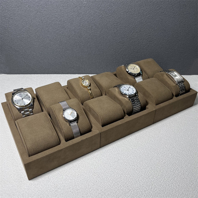 Orologio di lusso di Microfiber della scanalatura di colore 12 del caffè visualizzare l'organizzatore dell'orologio dei gioielli