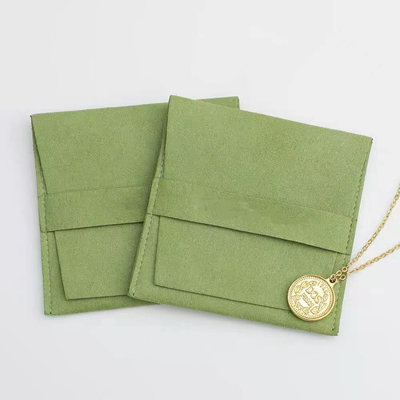 Borsa d'imballaggio dei gioielli di Microfiber della pelle scamosciata della busta su ordinazione alla moda del velluto della collana
