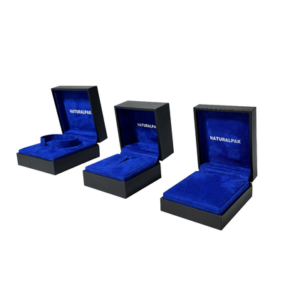 Contenitori d'imballaggio di gioielli di lusso della marina due contenitori di regalo blu di dimensione media delle tonalità con i coperchi