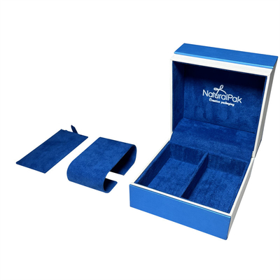 Contenitore di gioielli d'imballaggio della scatola di Sapphire Blue Plastic Luxury Watch per le collane e gli orecchini