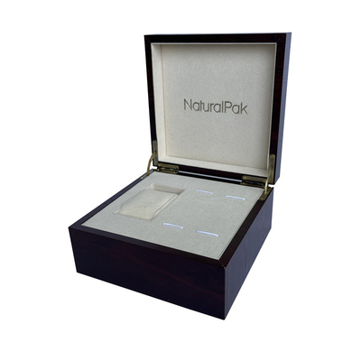 Metallo d'argento d'imballaggio di carta di legno rosso su ordinazione Logo Watch Set Box del contenitore di vino