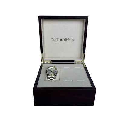 Metallo d'argento d'imballaggio di carta di legno rosso su ordinazione Logo Watch Set Box del contenitore di vino