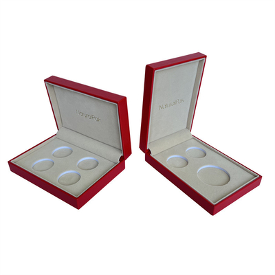Scatole di moneta commemorative delle similpelle rosse su ordinazione 133*110*80mm