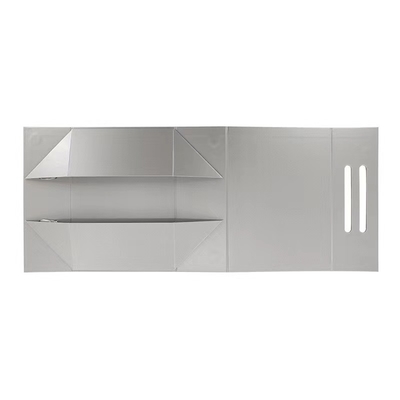 Contenitore di regalo d'argento del cartone dell'OEM di Grey Luxury Folding Gift Boxes piccolo con la striscia lunga