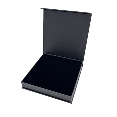 Contenitori su ordinazione magnetici di portafoglio del cartone di dimensione del contenitore di gioielli della chiusura della copertura superiore nera