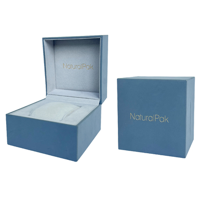 Il supporto blu-chiaro dell'orologio ha impresso Logo Watch And Bracelet Box