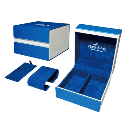 Contenitore di gioielli d'imballaggio della scatola di Sapphire Blue Plastic Luxury Watch per le collane e gli orecchini