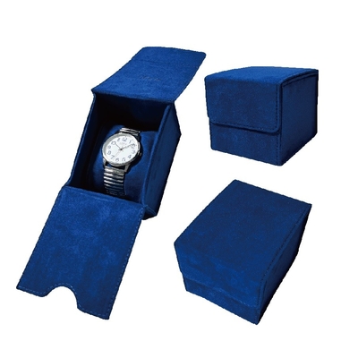 Esposizione di lusso dell'orologio della pelle scamosciata blu speciale