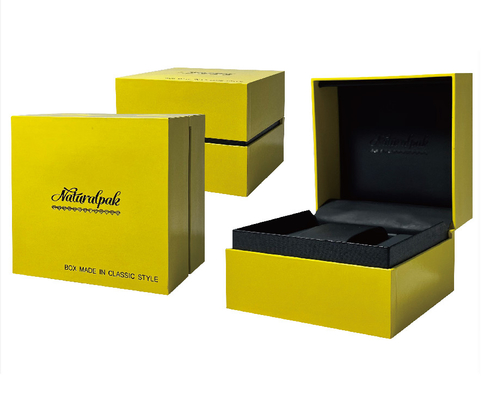 Contenitore d'imballaggio di singolo di orologio orologio su ordinazione di lusso nero giallo del contenitore con disposizione