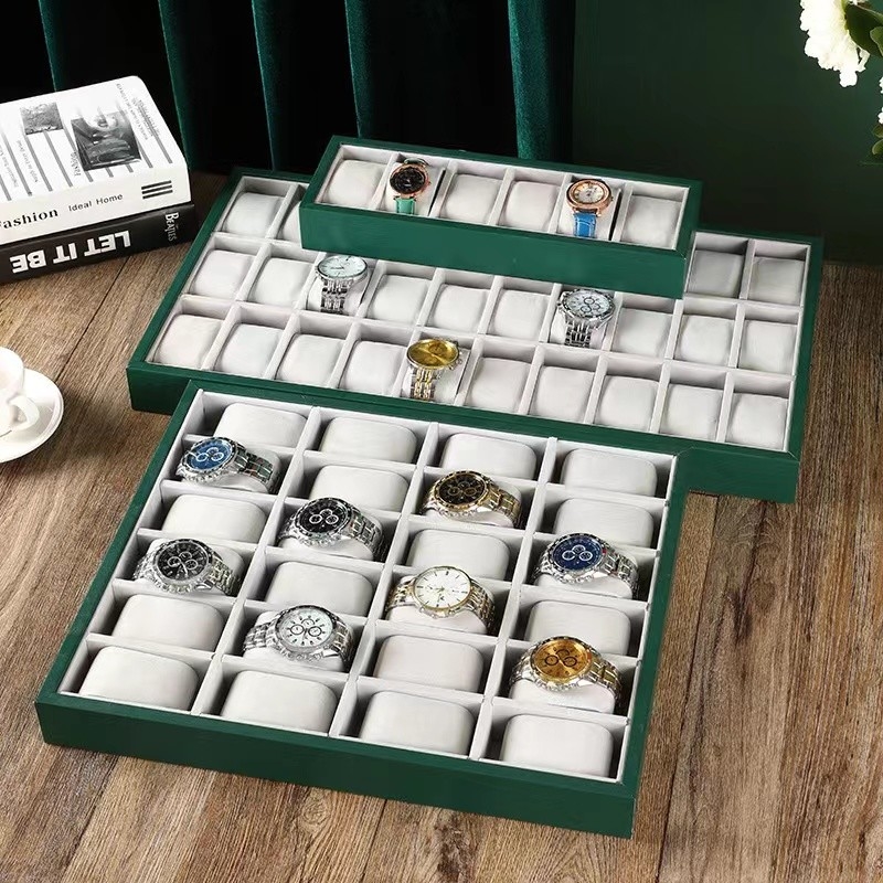 Esposizione personalizzabile Tray Screen Print dell'orologio di verde del velluto di colore